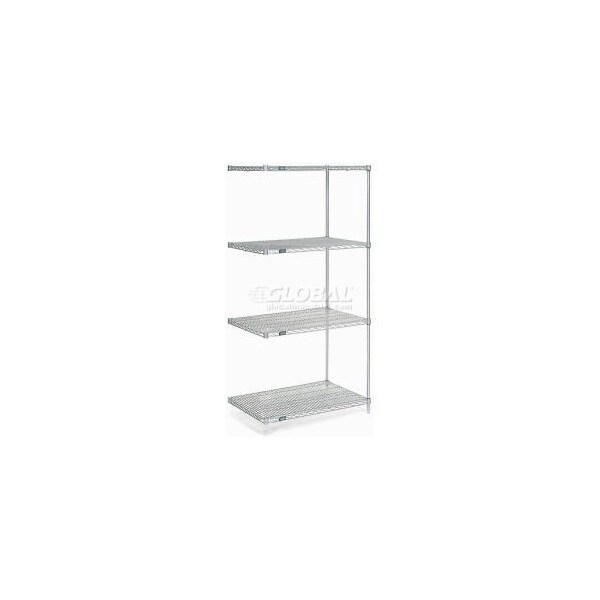 Global Equipment Nexelate Silver Epoxy Wire Shelving Add-On 36"W x 30"D x 74"H A30367EP - main